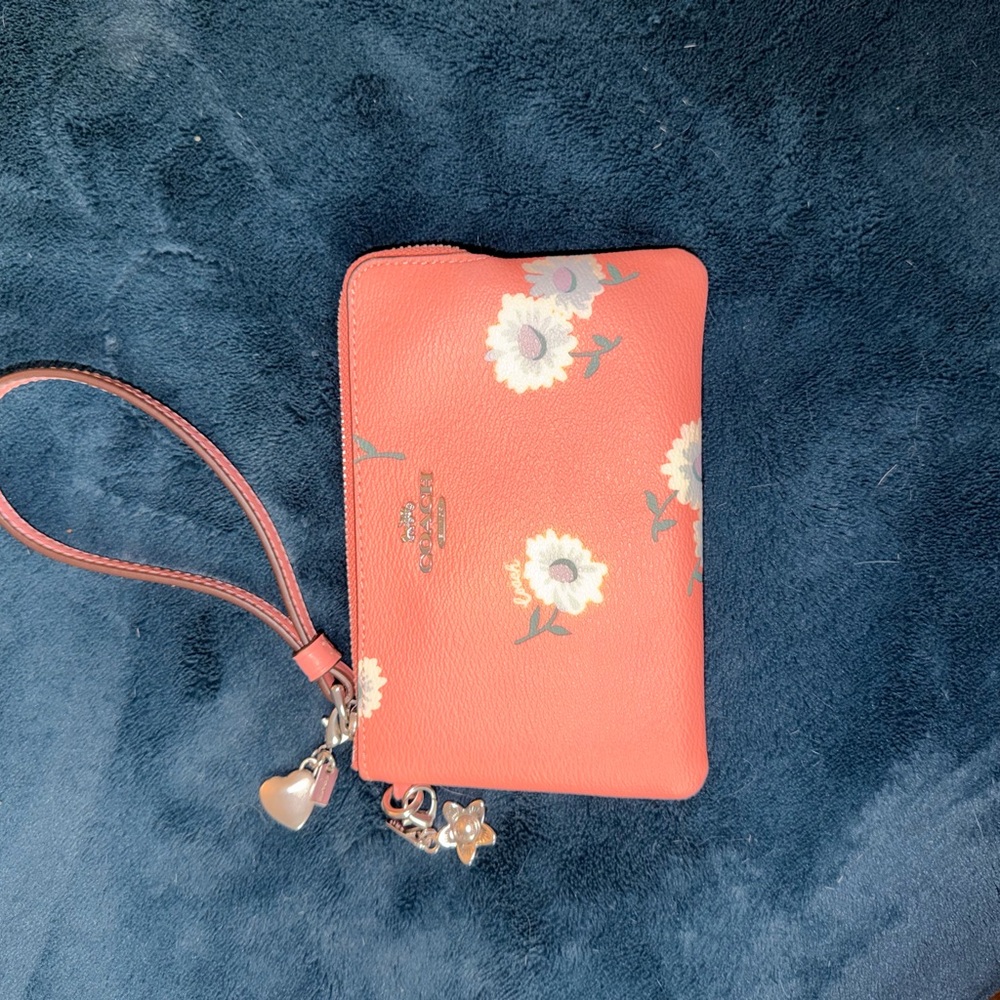 Coach Coral Wristlet with Floral Accents